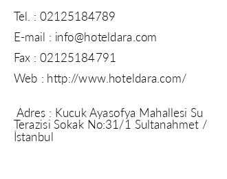 Dara Hotel stanbul iletiim bilgileri